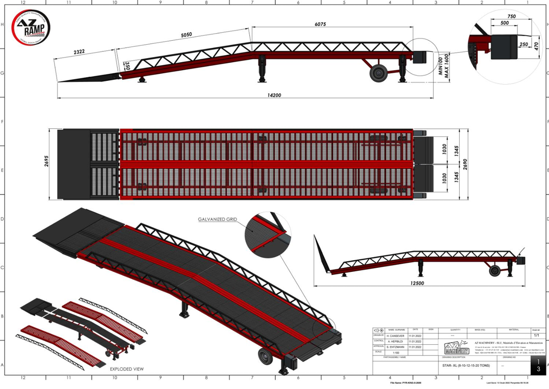 Rampa móvil con puente basculante hidráulico. AZ RAMP-STAR-15T