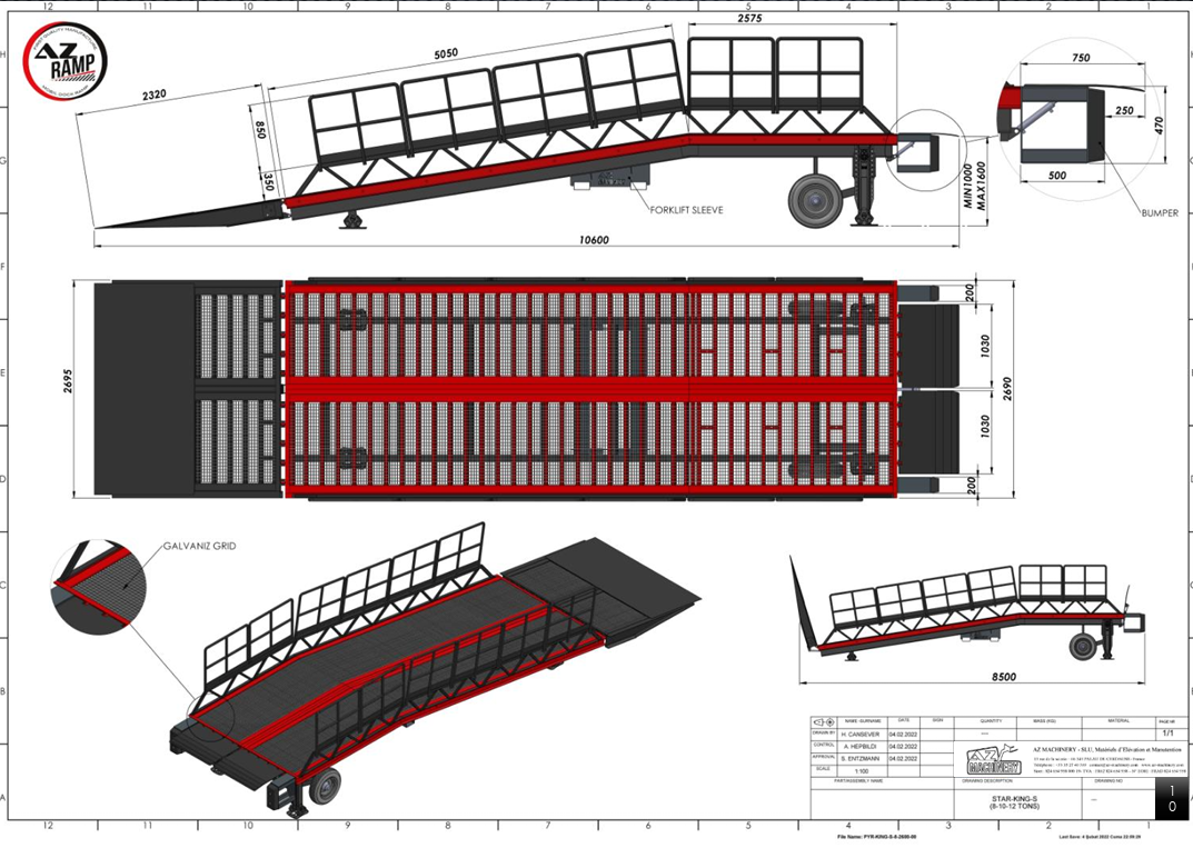 Rampa móvil con puente basculante hidráulico. AZ RAMP-STAR-15T