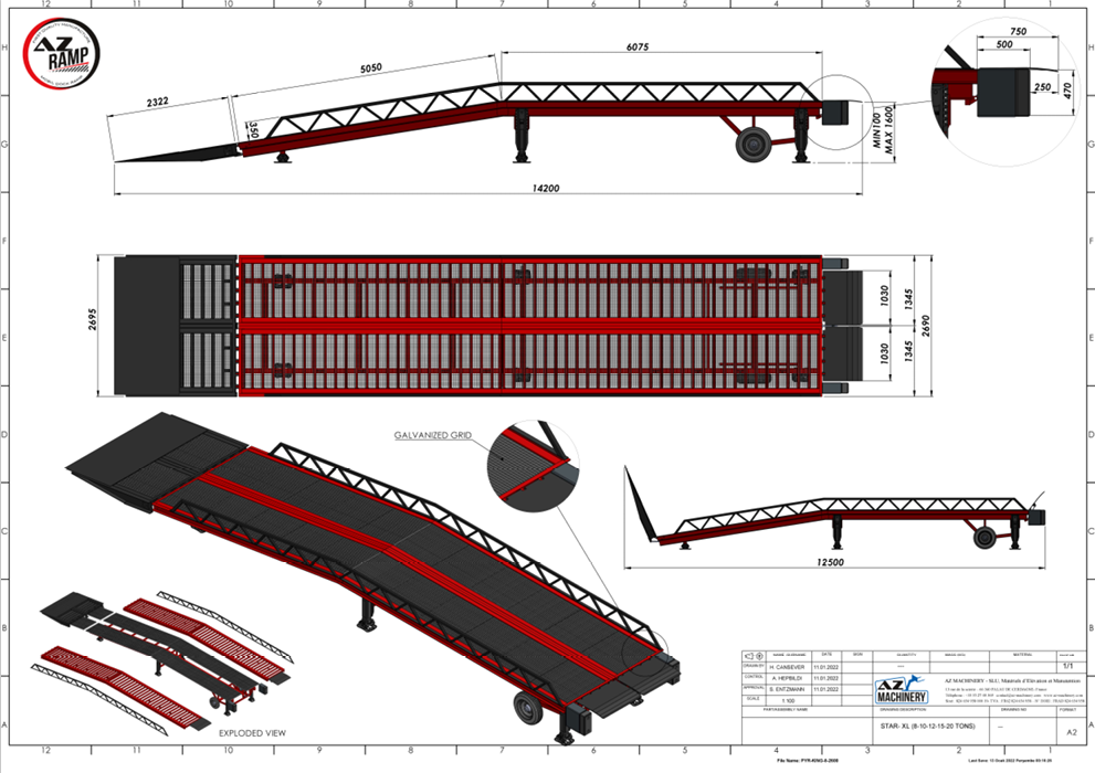 dibujo explicativo de la rampa de carga AZ Ramp Star 20T